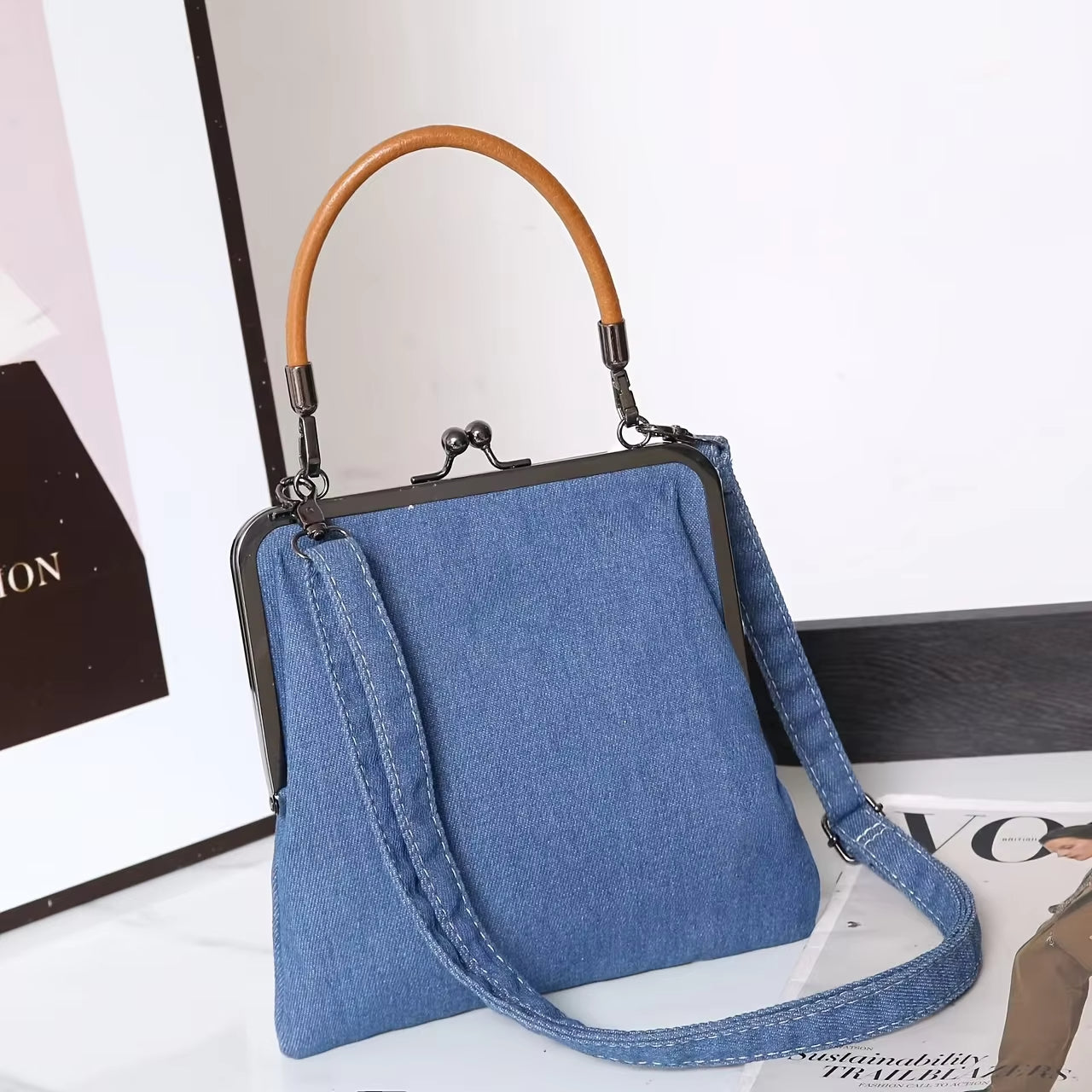 Urban Stitch Denim Shoulder-Bag