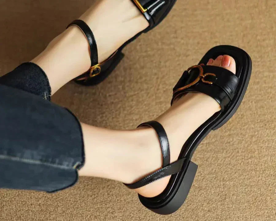 Amara Buckled Flat Sandals