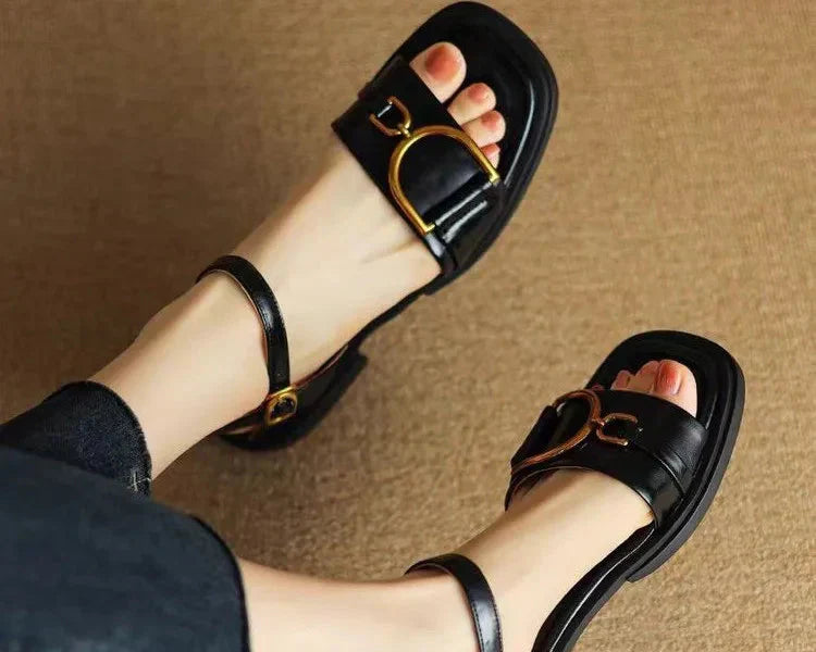 Amara Buckled Flat Sandals