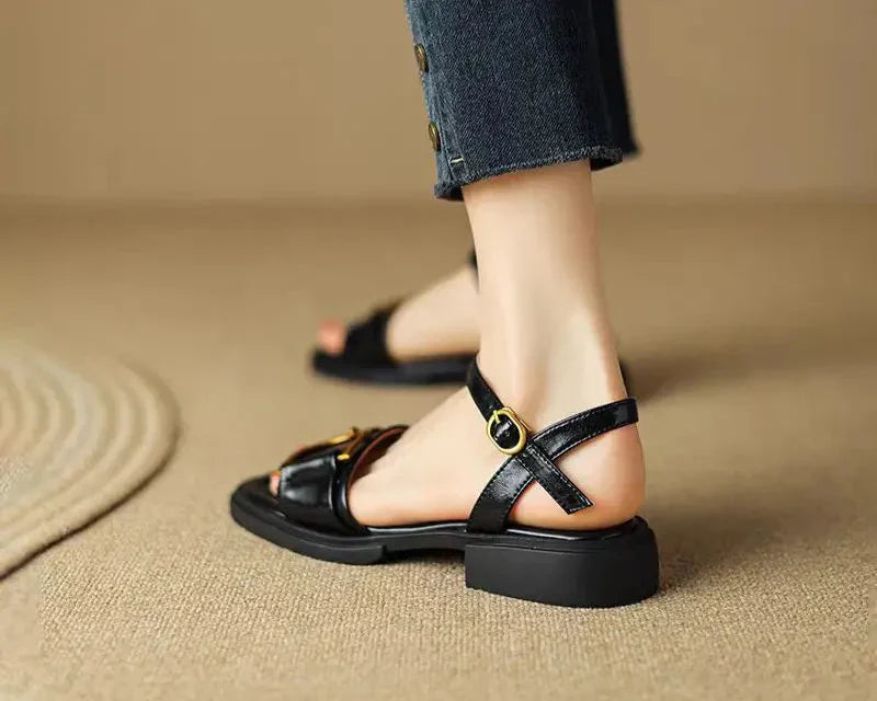 Amara Buckled Flat Sandals