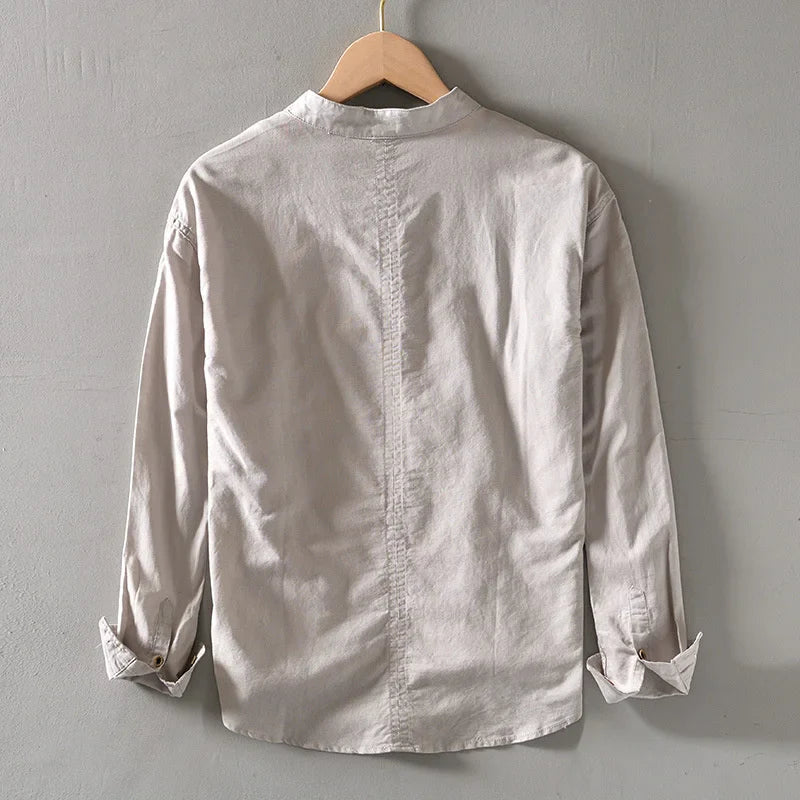 The Alaric | Pure Linen Henley Shirt