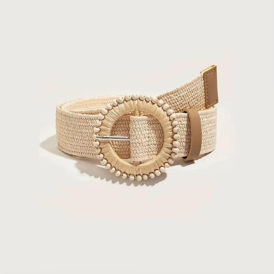Marais Circle Raffia Belt