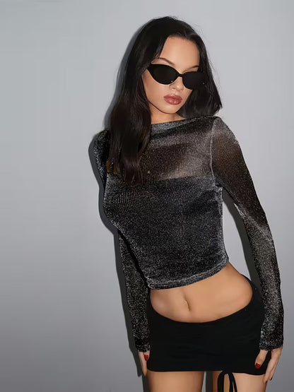 Lurex Ribbed Crop Top