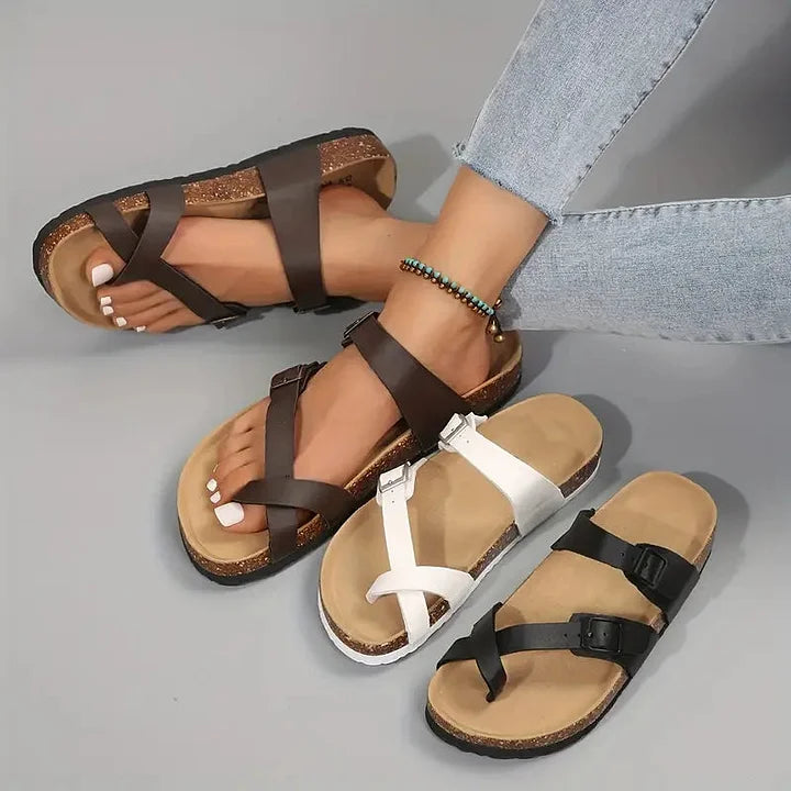 Riviera Cross-Strap Cork Slide