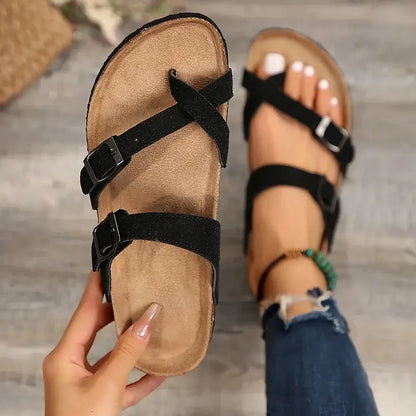Riviera Cross-Strap Cork Slide