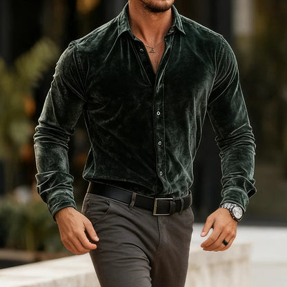 Velvet Dress Shirt in Deep Jewel Tones
