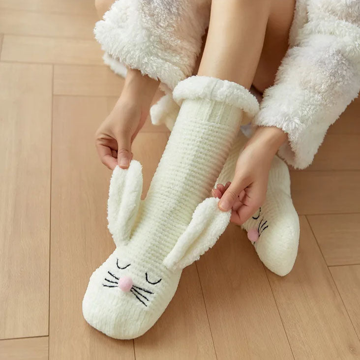 Sherpa-Lined Bunny Slipper Socks