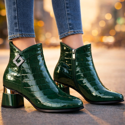 Monarch Crystal-Buckle Ankle Boots