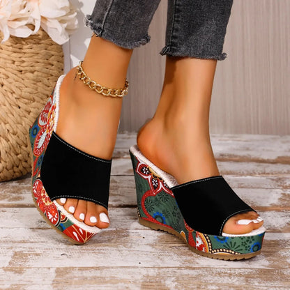 Marrakech Sunset Painted Wedge Mules