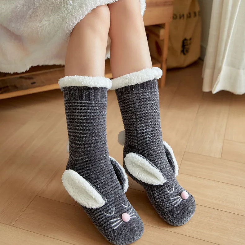 Sherpa-Lined Bunny Slipper Socks