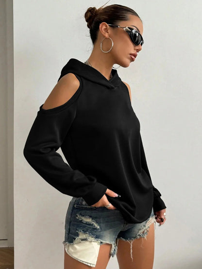 Cold-Shoulder Hooded Sweatshirt