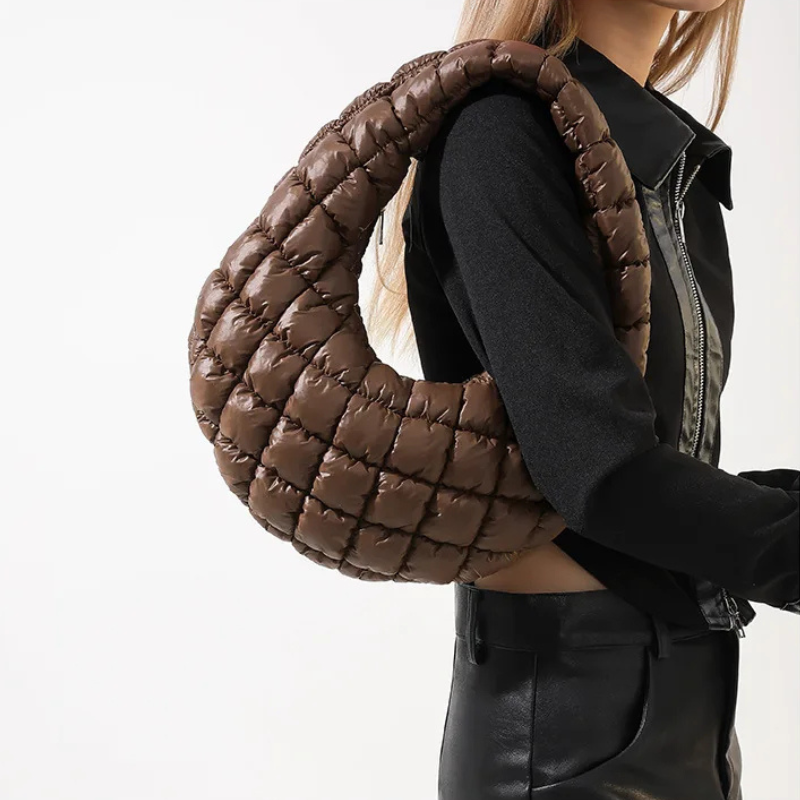 Bordeaux Quilted Crescent Bag