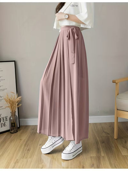Pleated Wrap Midi Skirt