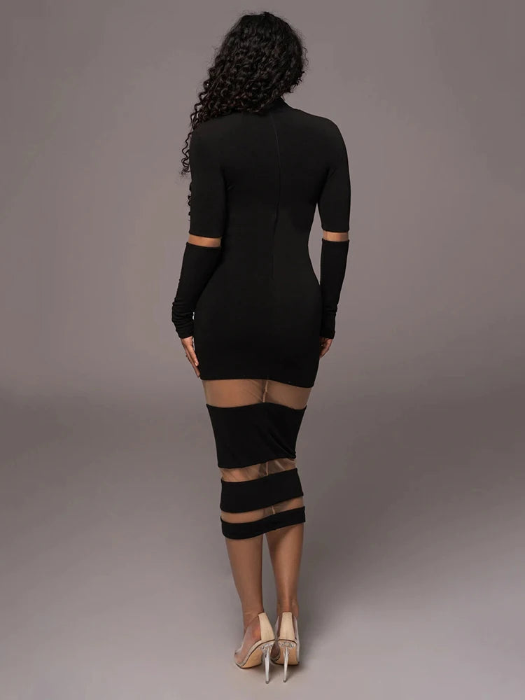 Contour Mesh Bandage Dress