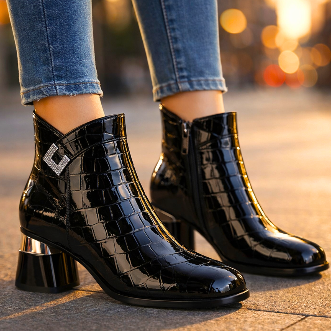 Monarch Crystal-Buckle Ankle Boots