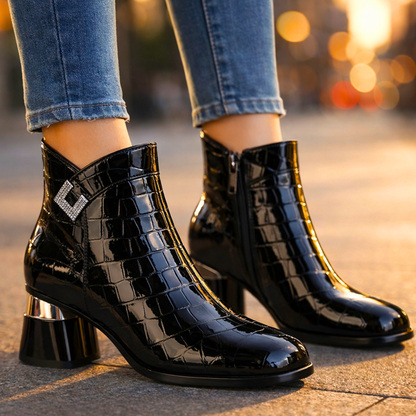 Monarch Crystal-Buckle Ankle Boots
