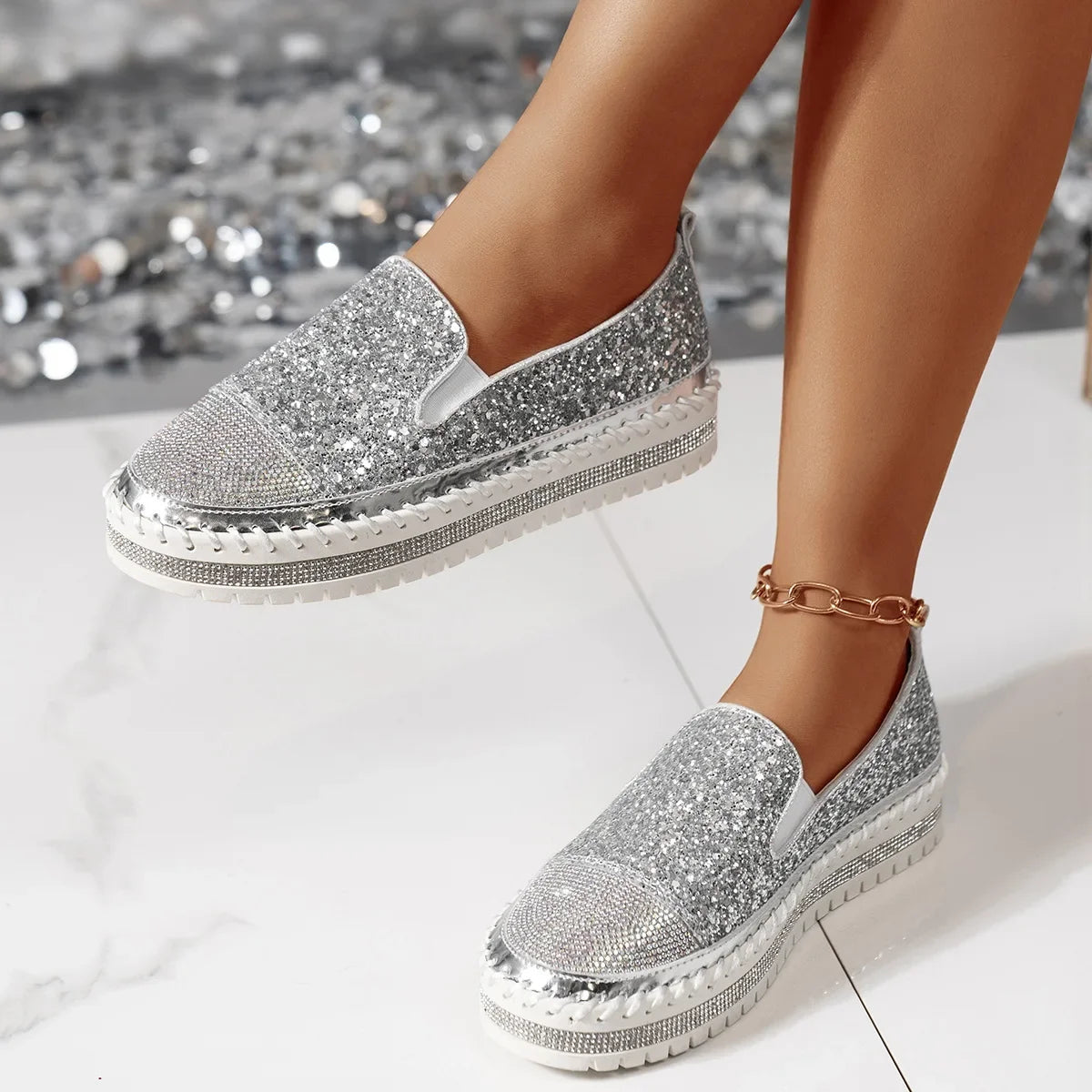 Ruby Sequin Crystal-Sole Statement Sneaker