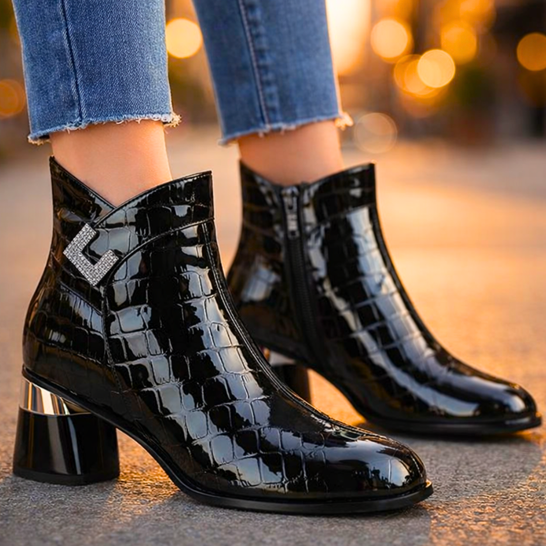 Monarch Crystal-Buckle Ankle Boots