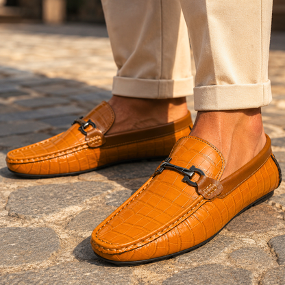 Montecristo Ochre Embossed Leather Loafers