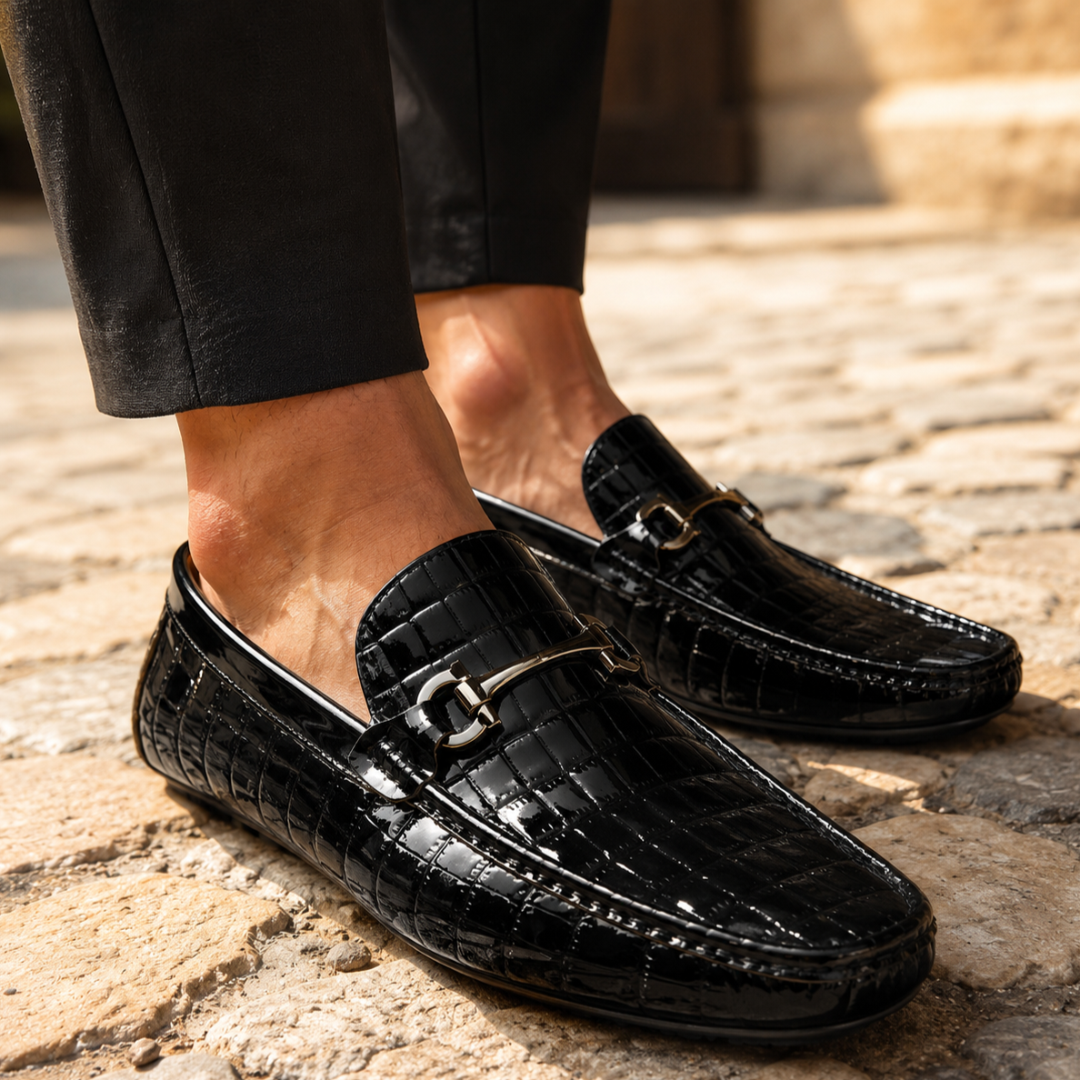 Montecristo Ochre Embossed Leather Loafers
