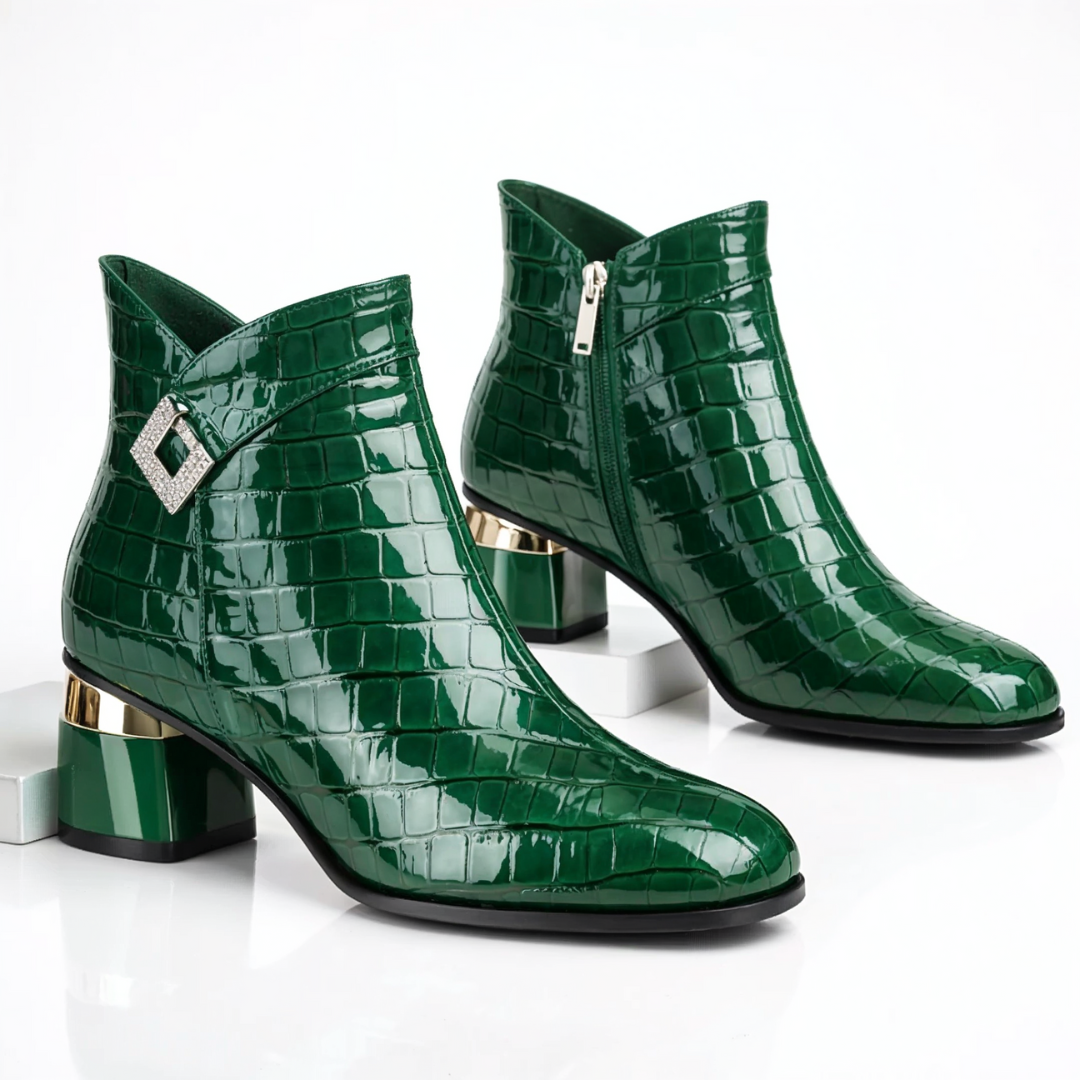 Monarch Crystal-Buckle Ankle Boots