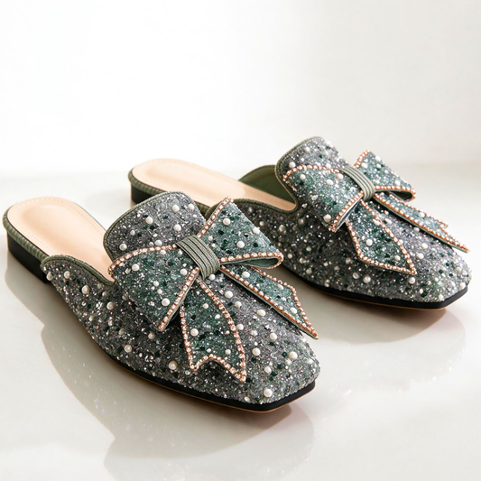 Verena Beaded Bow Mules