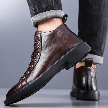 Umber Distressed Heritage Lace-Up Boots