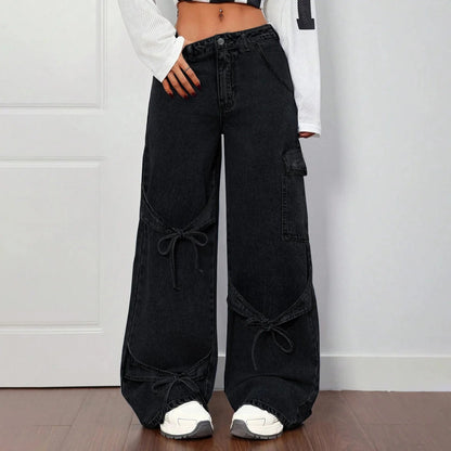 Oversized Tie-Pocket Wide Leg Jeans