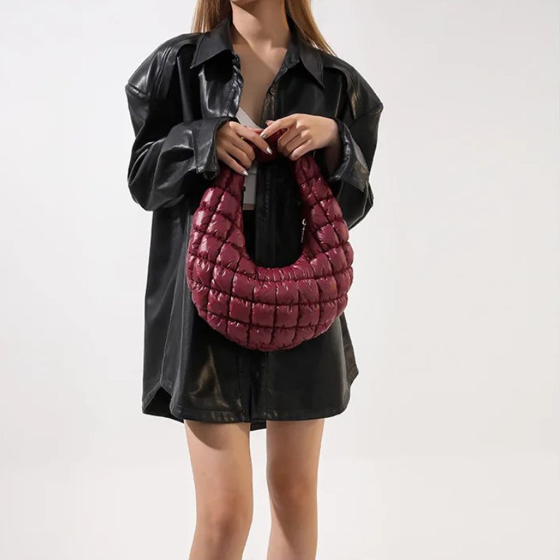 Bordeaux Quilted Crescent Bag