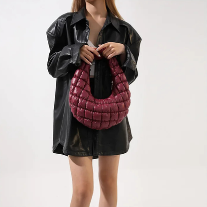 Bordeaux Quilted Crescent Bag