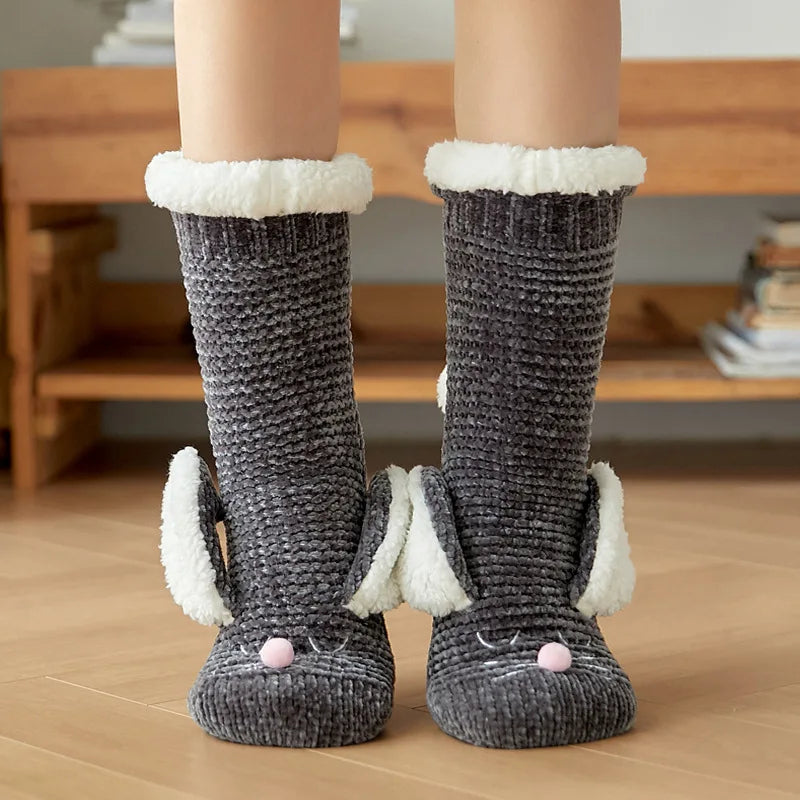 Sherpa-Lined Bunny Slipper Socks