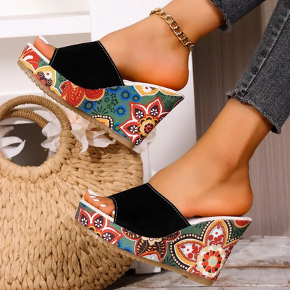 Marrakech Sunset Painted Wedge Mules
