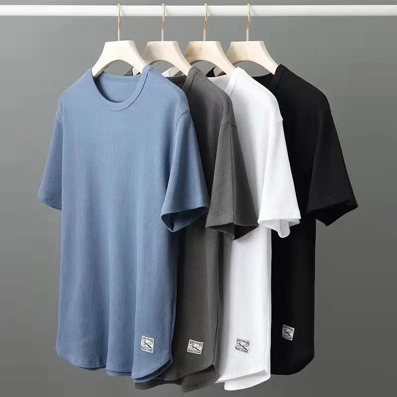 Waffle-Knit Curved-Hem Tee
