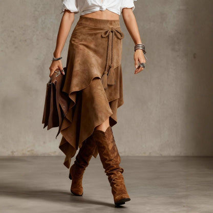 Nomad Asymmetric Suede Skirt