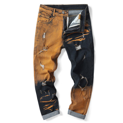 Shadow-Burn Two-Tone Ripped Denim