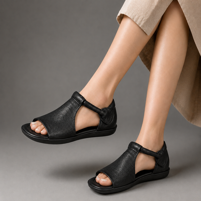Verlaine T-Strap Leather Sandals