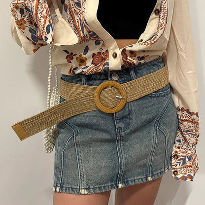 Marais Circle Raffia Belt