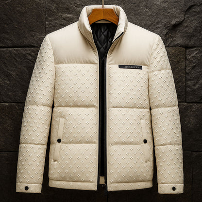 Signature-Embossed Puffer Jacket