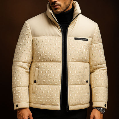 Signature-Embossed Puffer Jacket