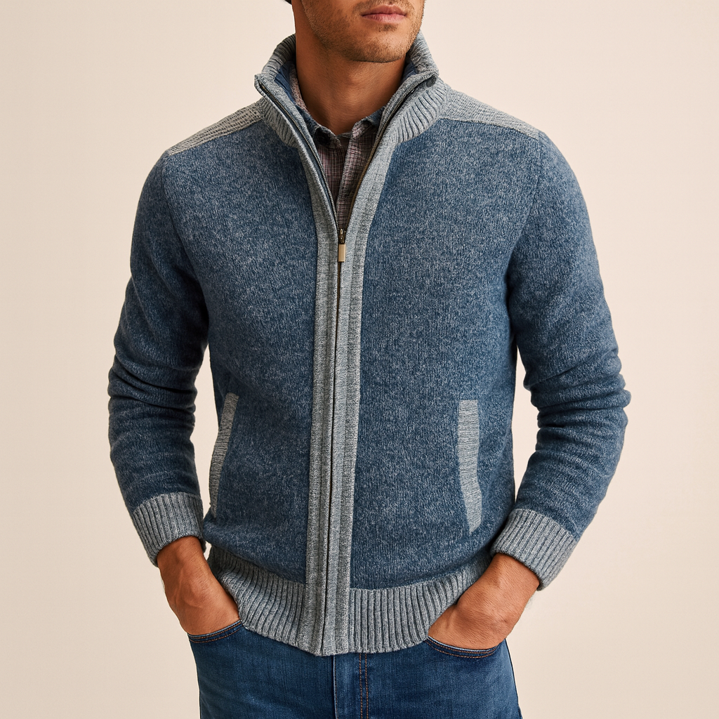 Contrast-Edge Knitted Sport Jacket