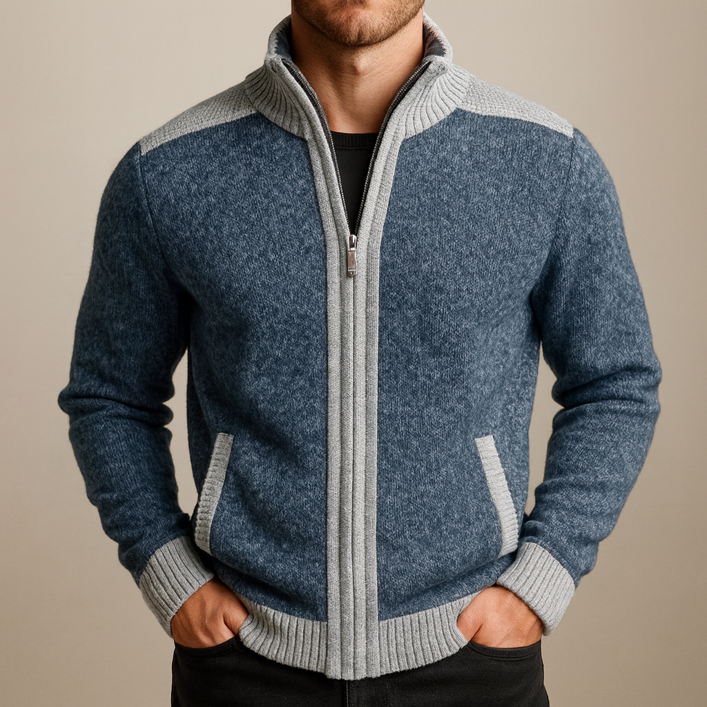 Contrast-Edge Knitted Sport Jacket