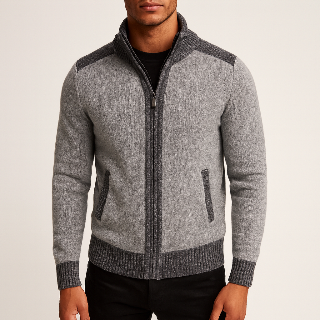 Contrast-Edge Knitted Sport Jacket