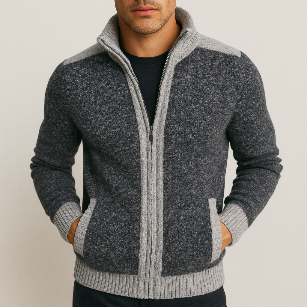 Contrast-Edge Knitted Sport Jacket
