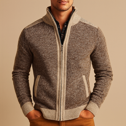 Contrast-Edge Knitted Sport Jacket