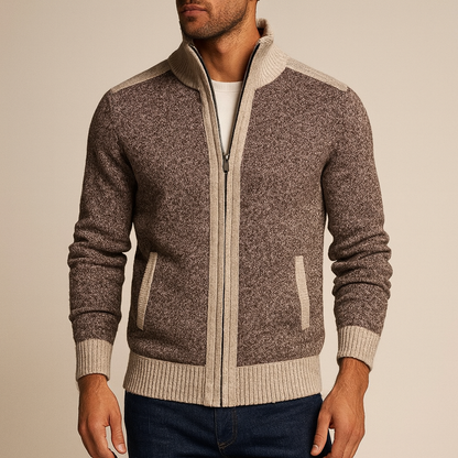 Contrast-Edge Knitted Sport Jacket