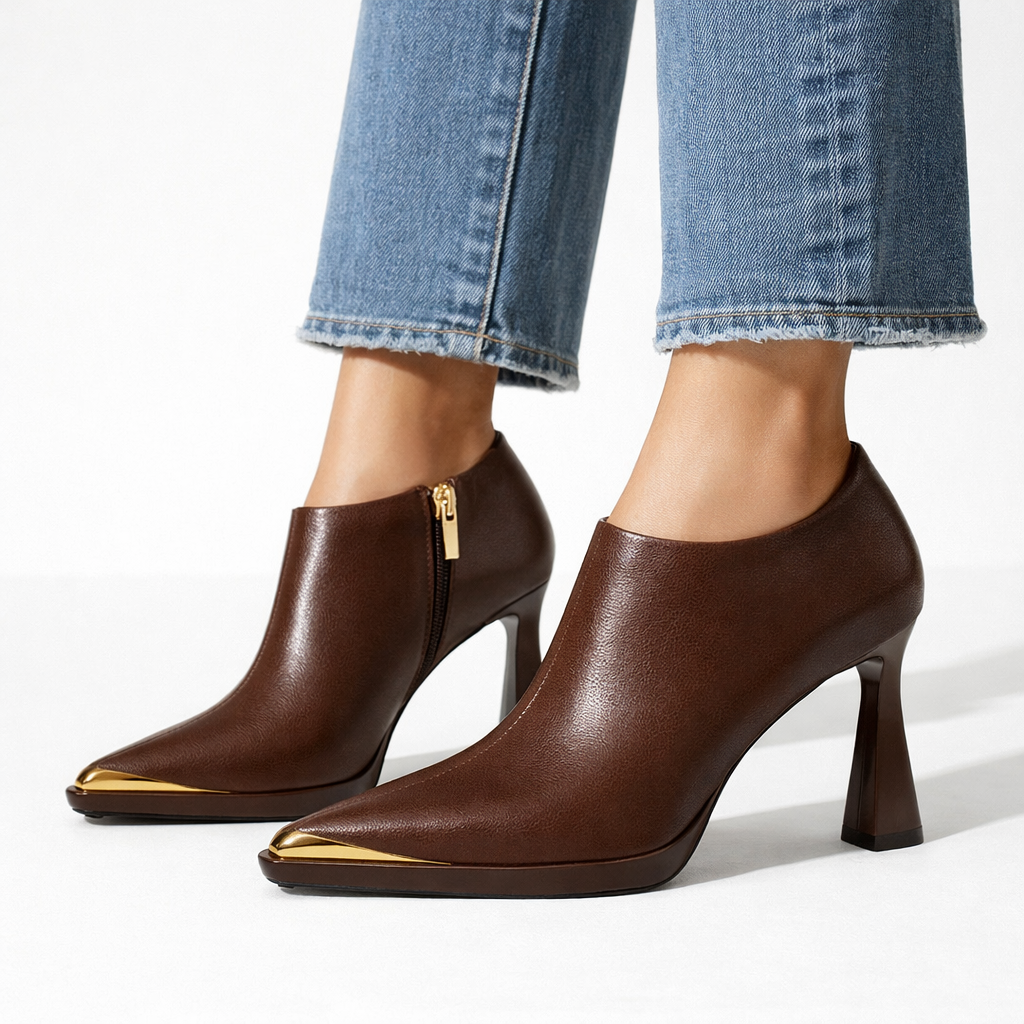 Venezia Leather Heeled Ankle Boots