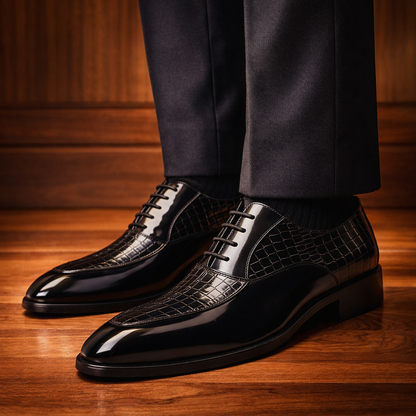 Executive Croc-Embossed Oxfords
