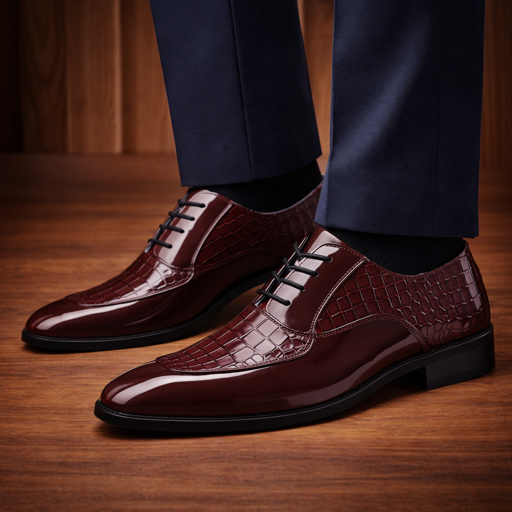 Executive Croc-Embossed Oxfords