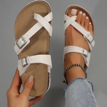Riviera Cross-Strap Cork Slide