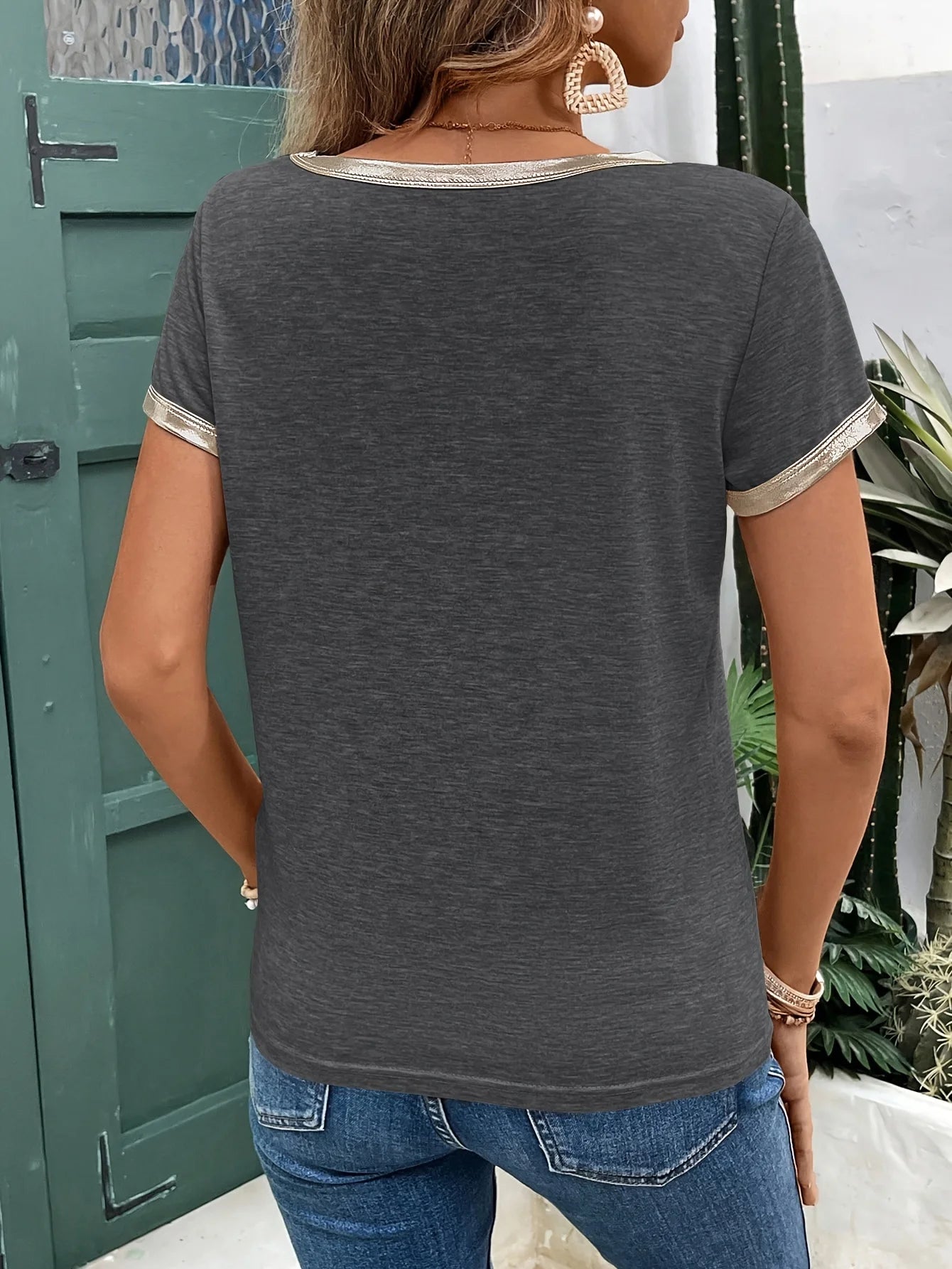 Riviera Shimmer V-Neck Tee